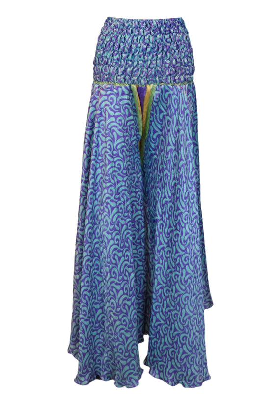 Women's Dark Blue Boho Palazzo Pants – Handcrafted, Airy & Effortlessly Elegant SM