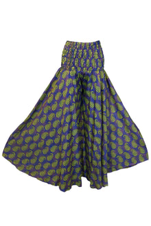  Bohemian Deep Purple Wide-Leg Palazzo Pants with Green Leaf Print – Graceful SM
