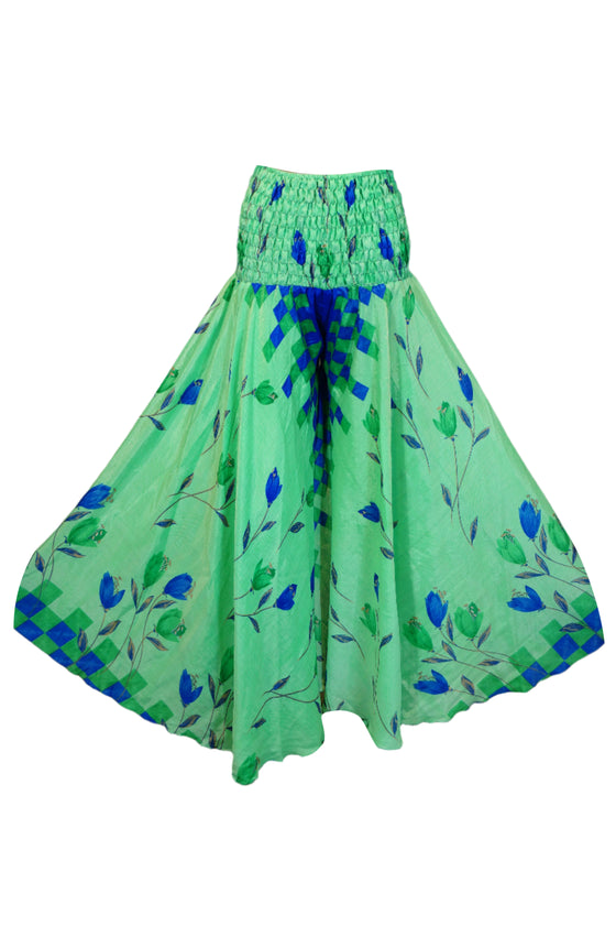 Emerald Green Boho Floral Palazzo – Flowing, Spring-Ready Wide-Leg Pants SM
