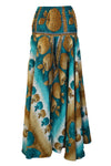 Handmade Boho Palazzo Pants – Breezy Brown & Blue Apple Print, Effortlessly Chic SM