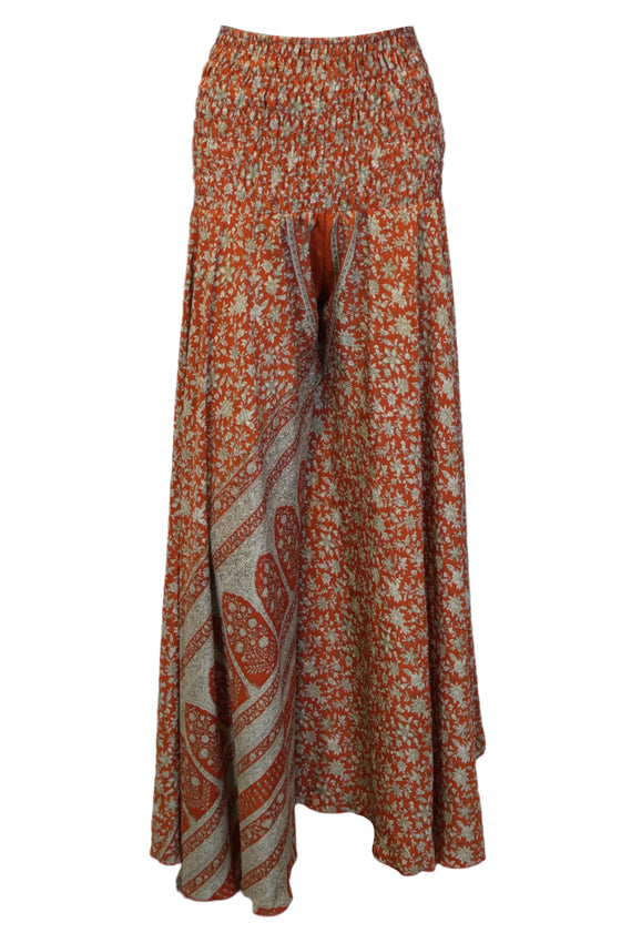 Boho Squash Orange Floral Palazzo Pants – Breezy, Elegant & Stylish SM