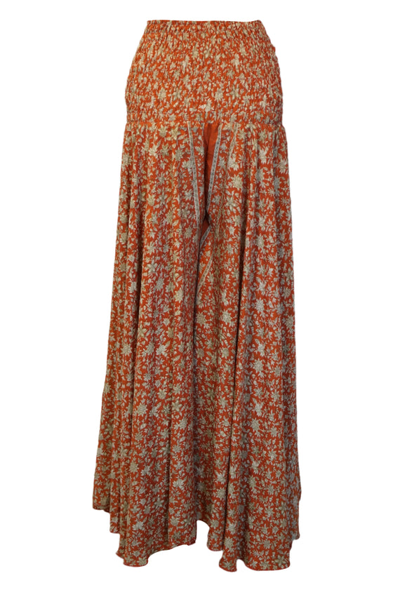 Boho Squash Orange Floral Palazzo Pants – Breezy, Elegant & Stylish SM