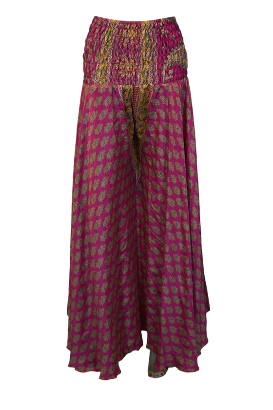 Handmade Boho Dark Pink Floral Palazzo Pants – Effortlessly Breezy & Elegant SM