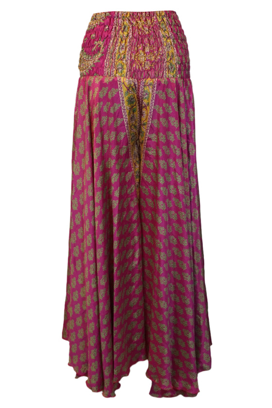 Handmade Boho Dark Pink Floral Palazzo Pants – Effortlessly Breezy & Elegant SM