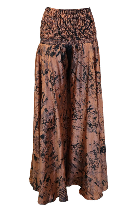 Ethereal Creamy Peach Boho Palazzo  Handmade Flowy Wide-Leg Pants for Style SM
