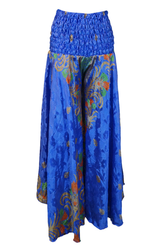 Handmade Boho Navy Blue Wide-Leg Palazzo Pants Graceful, Flowy, and Chic SM
