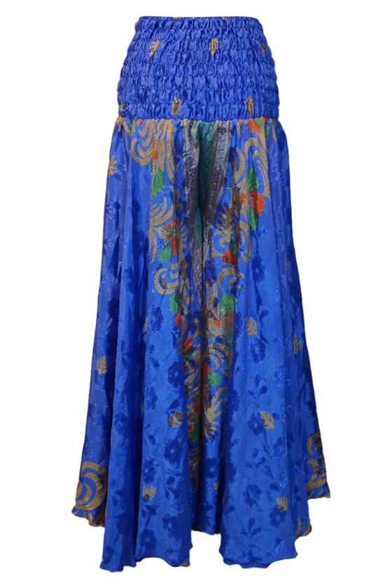 Handmade Boho Navy Blue Wide-Leg Palazzo Pants Graceful, Flowy, and Chic SM