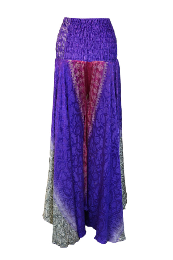 Bohemian Wide Leg Palazzo Pants Bell Bottom Flare Pants, Purple and White Yoga Pants SM