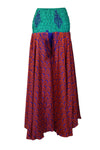 Hippie Boho Wide-Leg Flare Pants, Sea Green and Red Palazzo Pant Style SM