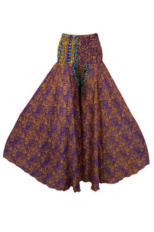  Boho Flowy Flare Pants, Purple and Yellow Hippie Spell-Inspired Palazzo Pants SM