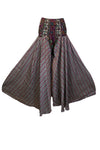 Boho Free-Flow Flare Pants – Purple and Green Floral Print, Hippie Divided Pant SM