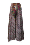 Boho Free-Flow Flare Pants – Purple and Green Floral Print, Hippie Divided Pant SM