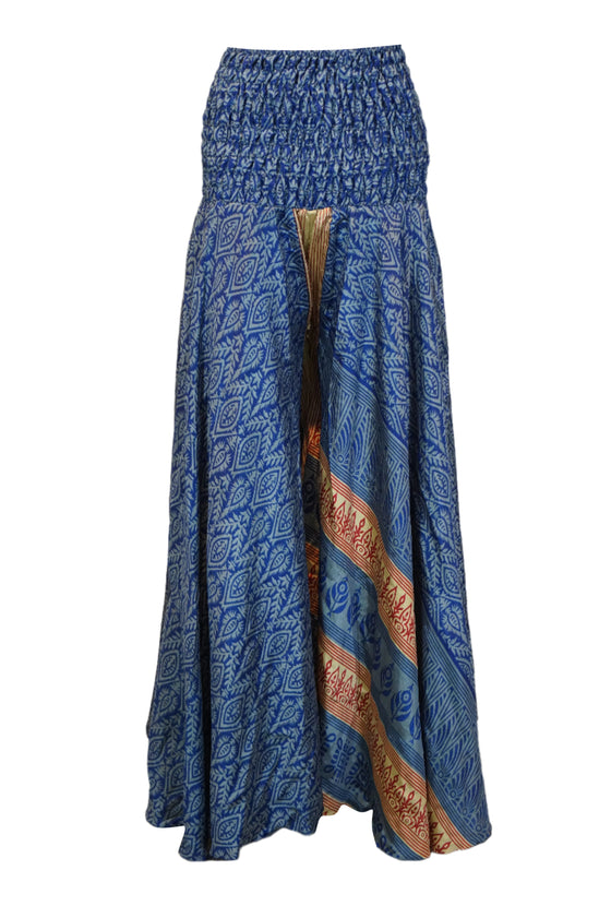 Handmade Navy Blue Boho Palazzo Pants – Wide-Leg, Elegant, and Flowy SM