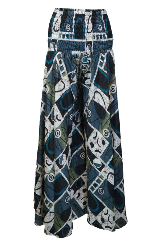 Ethereal Spruce Blue Boho Palazzo Pants – Flowy, Wide-Leg, and Handmade Elegance SM