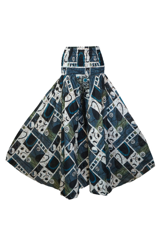 Ethereal Spruce Blue Boho Palazzo Pants – Flowy, Wide-Leg, and Handmade Elegance SM