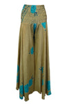 Boho Handmade Beige & Blue Floral Boho Palazzo – Graceful Wide-Leg Elegance SM