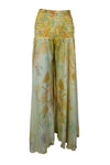 Handmade Bohemian Daffodil Yellow Wide-Leg Pants – Flowy Split Palazzo Elegance SM