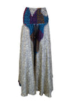 Handcrafted Bohemian White and Blue Printed Wide-Leg Pants Split Palazzo Pant SM