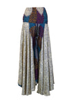 Handcrafted Bohemian White and Blue Printed Wide-Leg Pants Split Palazzo Pant SM