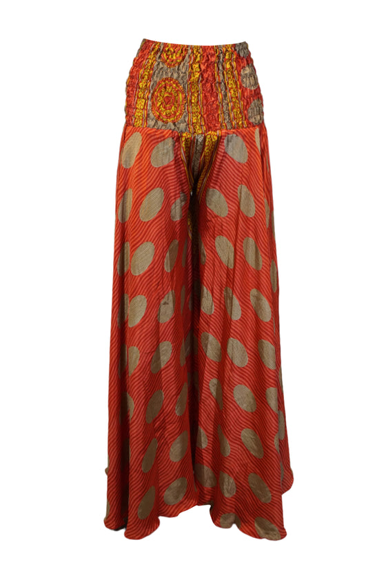 Handcrafted Boho Rose Red Palazzo Pants Flowing Graceful Effortless Style SM