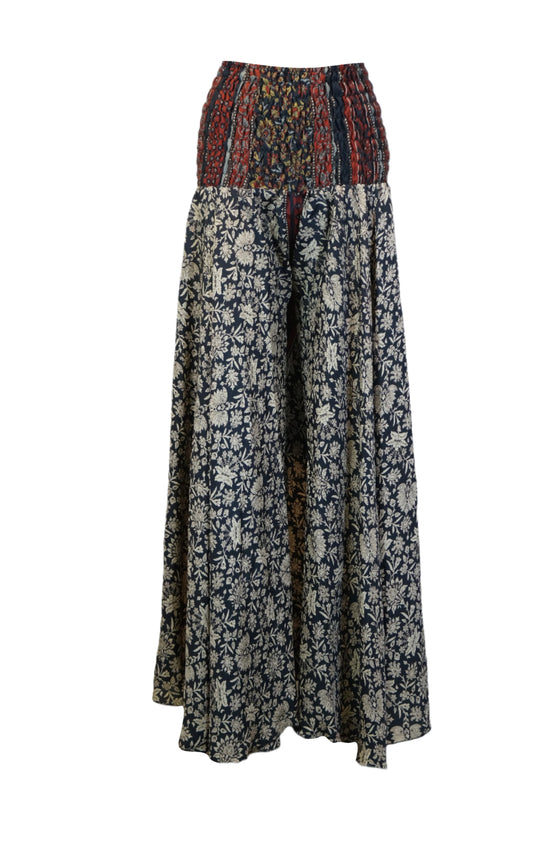 Boho Women Black Bohemian Floral Palazzo Pants – Hippie-Inspired Resort Wear SM