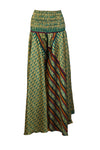 Bohemian Seaweed Green Flare Pants – Hippie-Inspired Box Print Palazzo SM