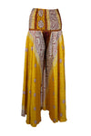 Handmade Bohemian Wide-Leg Pants in Gold Yellow – Flowy Split Palazzo Elegance SM