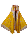 Handmade Bohemian Wide-Leg Pants in Gold Yellow – Flowy Split Palazzo Elegance SM