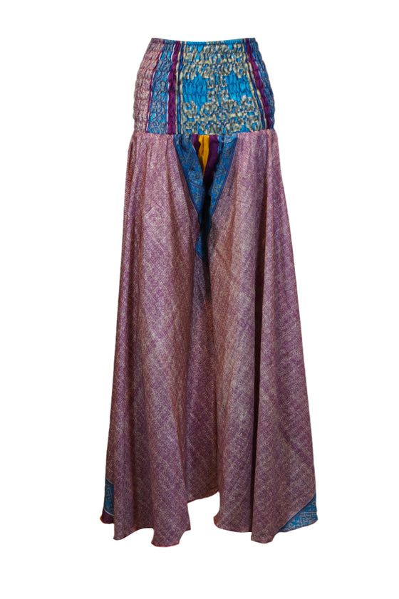 Handmade Dark Rouge Pink Boho Floral Palazzo Pants Elegant and Breezy SM