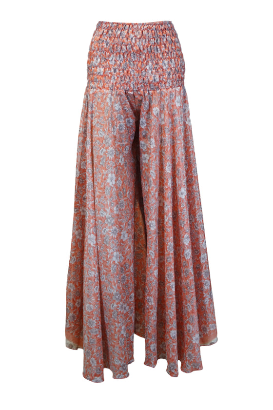 Handmade Blush Pink Boho Floral Palazzo Pants – Graceful, Airy & Chic SM