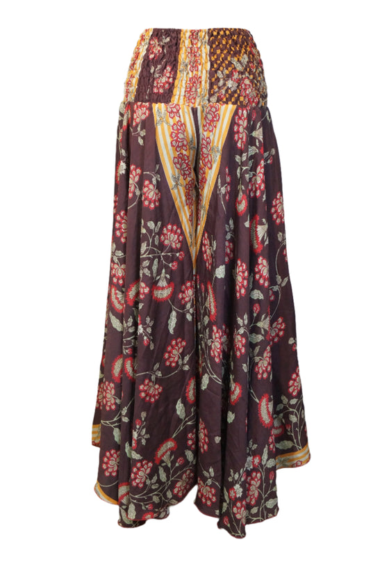 Handmade Dark Purple Boho Palazzo Pants – Breezy, Elegant & Adorned with Leafy SM
