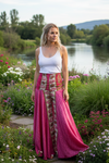 Handcrafted Dark Pink Boho Floral Palazzo Pants – Lightweight, Flowy & Effortlessly Chic SM