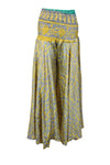 Handcrafted Boho Palazzo Pants in Gray & Yellow with Whimsical Floral Prints SM