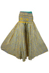 Handcrafted Boho Palazzo Pants in Gray & Yellow with Whimsical Floral Prints SM