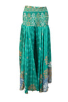 Handcrafted Mint Green Boho Palazzo Pants with Bohemian Floral Elegance SM