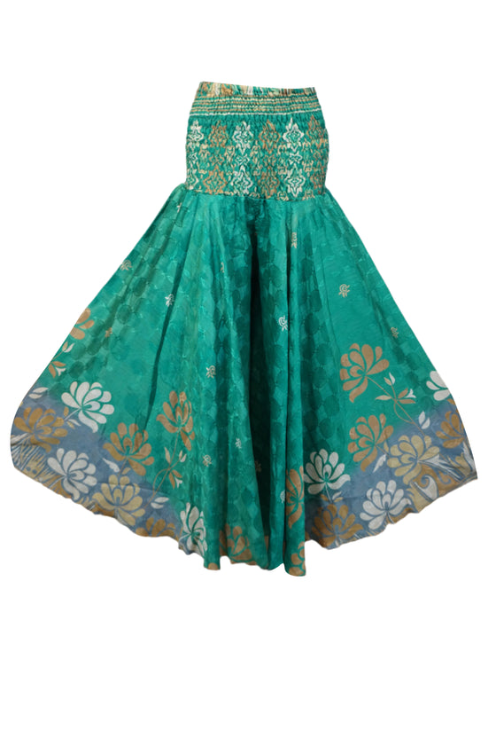 Handcrafted Mint Green Boho Palazzo Pants with Bohemian Floral Elegance SM