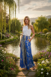 Navy Blue Boho Palazzo Pants – Handmade Flowy Wide Leg Pants for Women  SM