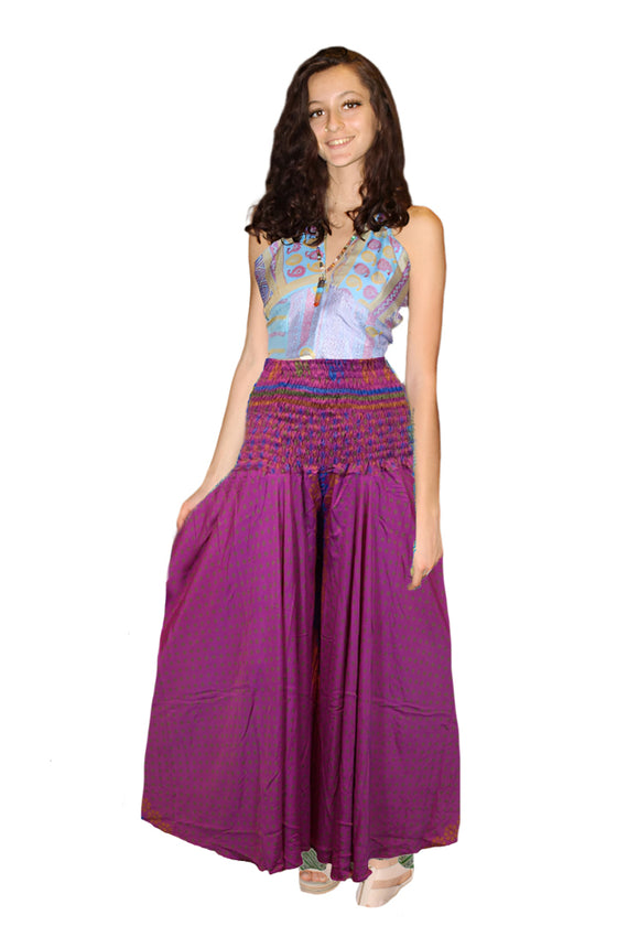 Handcrafted Plum Purple Boho Floral Palazzo Pants – Gracefully Chic SM