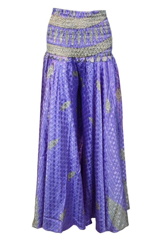 Handcrafted Iris Purple Boho Floral Palazzo Pants – Effortlessly Elegant and Chic SM