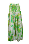 Handcrafted White & Green Floral Boho Palazzo Pants – Bohemian Elegance in Bloom SM