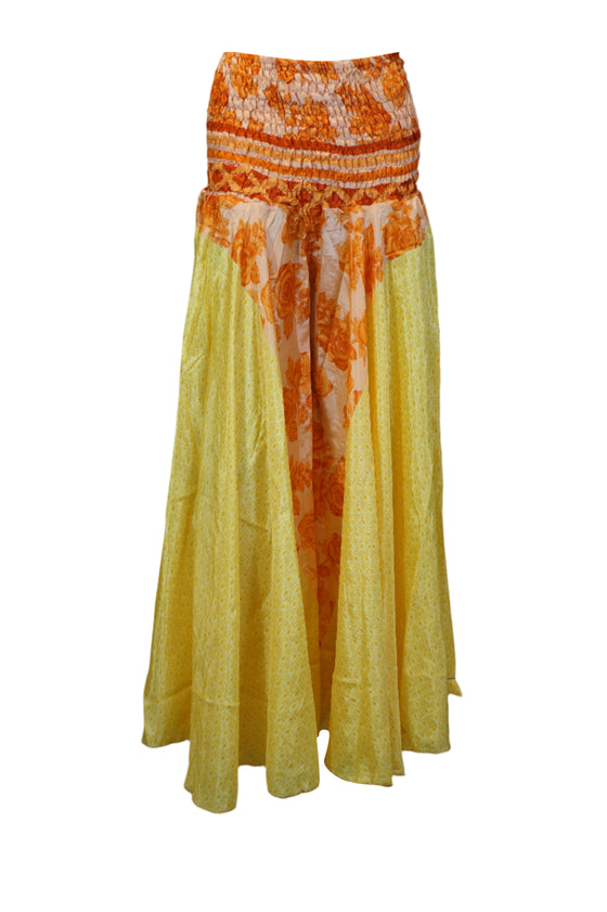 Handmade Light Yellow Boho Wide-Leg Pants – Effortless Elegance with Flowy Palazzo SM