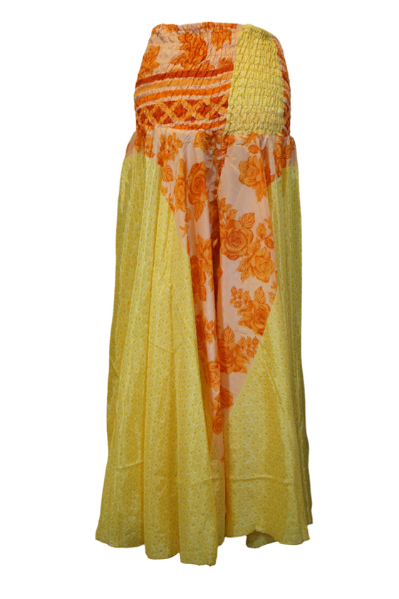Handmade Light Yellow Boho Wide-Leg Pants – Effortless Elegance with Flowy Palazzo SM