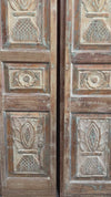 Antique Carved Double Doors Floral Vase Design Wooden Pantry Barn Door 80x36