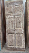 Antique Carved Single Door Floral Statement Barn Door Feature Wall Art 80x31