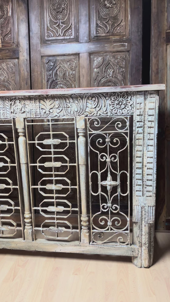 Antique Console Table Rustic Wrought Iron Carved Entryway Table 64