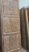 Antique Carved Door Distressed White Sliding or Hinged Barn Door 80x36