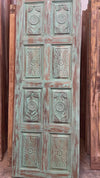 Vintage Indian Carved Door Sunburst Rustic Carved Farmhouse Barn Door