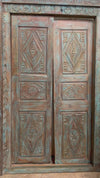 Antique Indian Door Distress Blue Front Entry Door Exterior Doors With Frame