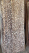 Lotus Mandala Barn Door Carved Vintage Reclaimed Wood Boho Wall Panel 80x36