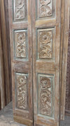 Antique Rustic Doors Floral Hand Carved Custom French Doors 80x24